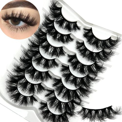 loladook Cat Eye Lashes Mink Fluffy Full Strip Lashes, Soft 18mm Cateye False Eyelashes Natural Look, 3D D Curl Fake Faux Mink Eyelashes Pack