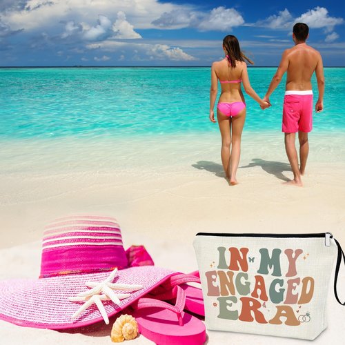 Creakraft IN MY ENGAGED ERA Makeup Bag Bridal Shower Gift Engaged Bachelorette Bride Stuff TS Fans Inspiration Merch Travel Cosmetic Zipper Bag