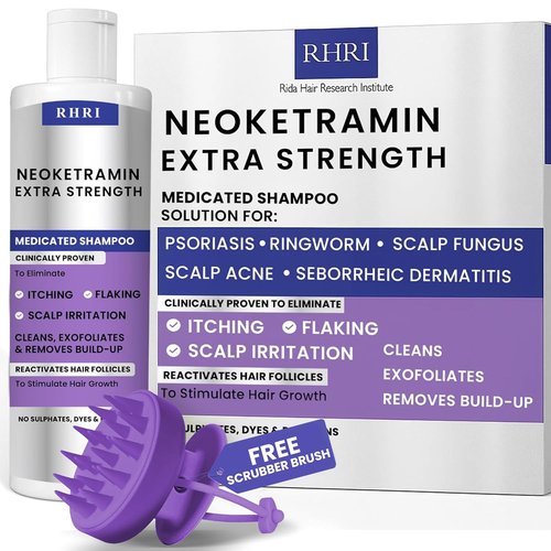 Skiennix Anti-Fungal Shampoo - Medicated Formula for Dandruff, Folliculitis & Dry Scalp | No Parabens or Sulfates | Includes Scrubber Brush