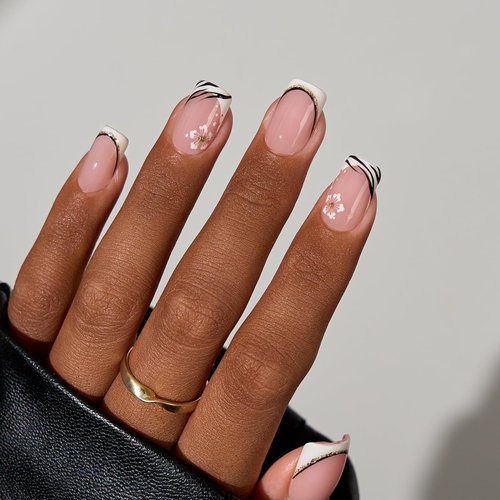 BTArtboxnails XCOATTIPS French Tip Nails - Short Press On Nails, 160 Pcs Pink Square Soft Gel Nail Tips Pre-applied Tip Primer & Base Coat, No Need File False Nails for Gift, 16 Sizes