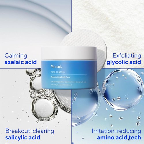 Murad Retexturizing Body Pads - Acne-Fighting Exfoliating Pads with Azelaic, Salicylic & Glycolic Acid | 45 Pads for Smooth, Clear Skin