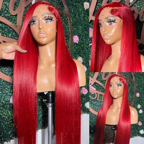 JPIKAQIU Red Wig Lace Front Wigs Red Hair Synthetic Lace Front Wigs for Fashion Women Long Straight Hair Glueless Lace Wigs 24 Inch