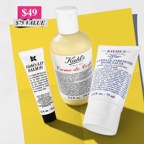 Kiehl's Body Care Routine Gift Set - Moisturizing Hand Lotion, Body Cream & Lip Balm | $75 Value for Dry Skin