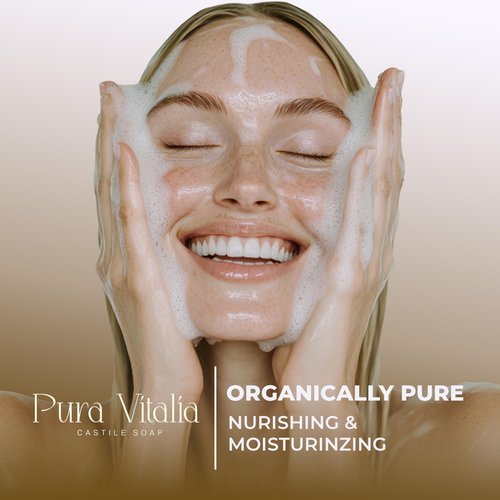 Pura Vitalia Lavender Organic Castile Soap | Body Wash & Cleanser for Face & Hands | Biodegradable, Eco-Friendly, Palm Oil Free, Vegan & Gentle | Made with 6 Natural Ingredients - 16 oz