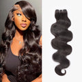 WEQUEEN Bundles Human Hair Body Wave 16A Brazilian Virgin Hair Bundles, Silky and Soft, 16 Inch Thick Weave Natural Black