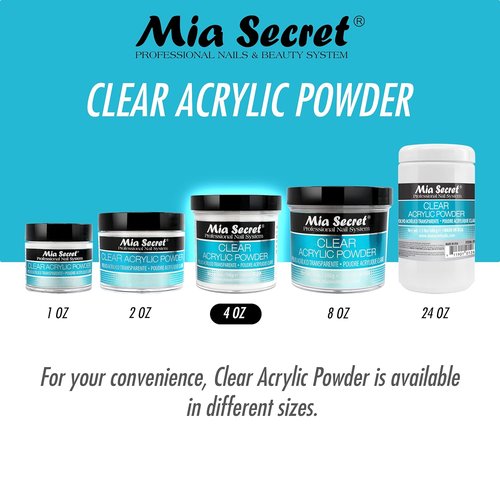 Mia Secret Clear Acrylic Powder - Professional Quality 4oz for Nail Enhancements