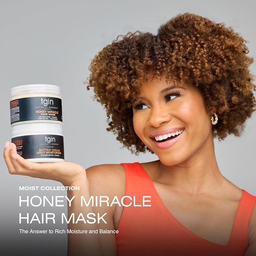 TGIN Honey Miracle Hair Mask - Deep Conditioner for Natural, Dry Curly Hair - 12 oz