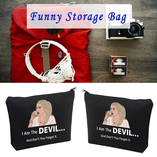 LEVLO VPR Housewives Gifts I Am The Devil And Don't You Forget It Makeup Bags TV Show Lovers Travel Bags Reality TV Pop Culture Gifts (I Am The Devil+black)