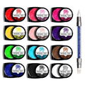 QIUFSSE 12 Colors Sculpture Painting Set, 3D Nail Art Set with Carved Painting Pen, Salon Creative DIY Gel Nails