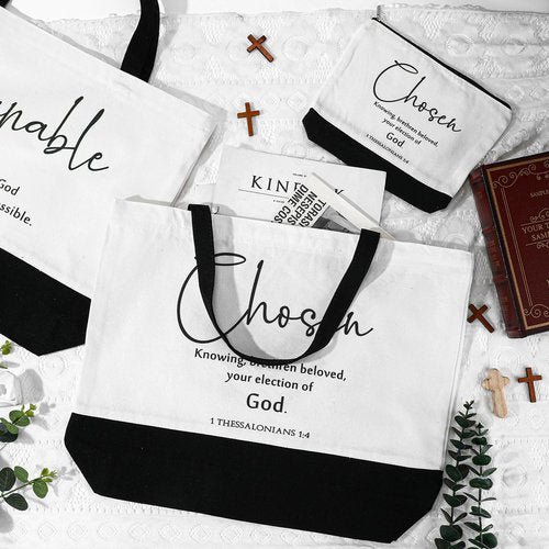Abbylike 20 Pcs Christian Easter Gift Bags Bible Verse Tote Bag Religious Cosmetic Makeup Bag Inspirational Gifts for Women Mothers (Bible Words English)