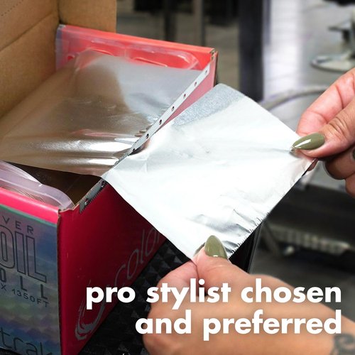 Colortrak Professional Highlighting Foil Roll, Integrated Blade on Box For Precision Length Cuts, Economical & Eliminates Waste, Silver, Roll Measures 5 inches x 1350 feet
