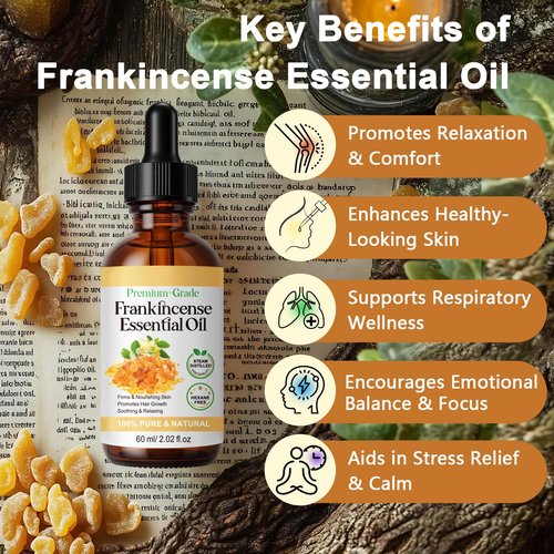 Shuangjia Frankincense Resin Oil for Face 2.02 fl.oz, Reduces Fine Lines & Wrinkles, Soothes & Repairs Skin, Deep Hydration for Body, Anti-Aging Serum Frankincense Skin Essential Oil Wrinkle
