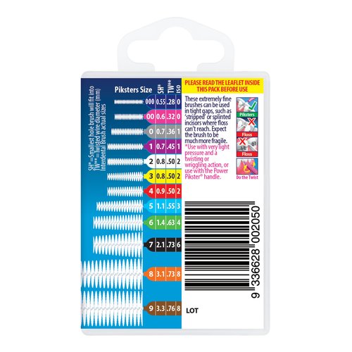 Piksters Interdental Brushes, 40 pk, Size 000, Interdental Tooth Brush for Extremely Tight and Fine Teeth Gaps, Gum Soft Bristles for Plaque Removal, Safe for Braces