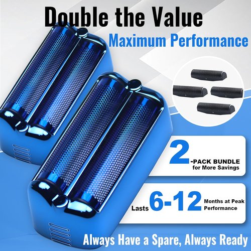 BaBylissPRO Replacement Shaver Foil & Cutter Heads - 2-Pack for FXONE BlackFX Shaver | Double Foil (Blue)