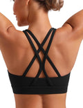 POSHDIVAH Women's Mid-Impact Sports Bra - Removable Padding & Criss Cross Back for Yoga, Running & Gym