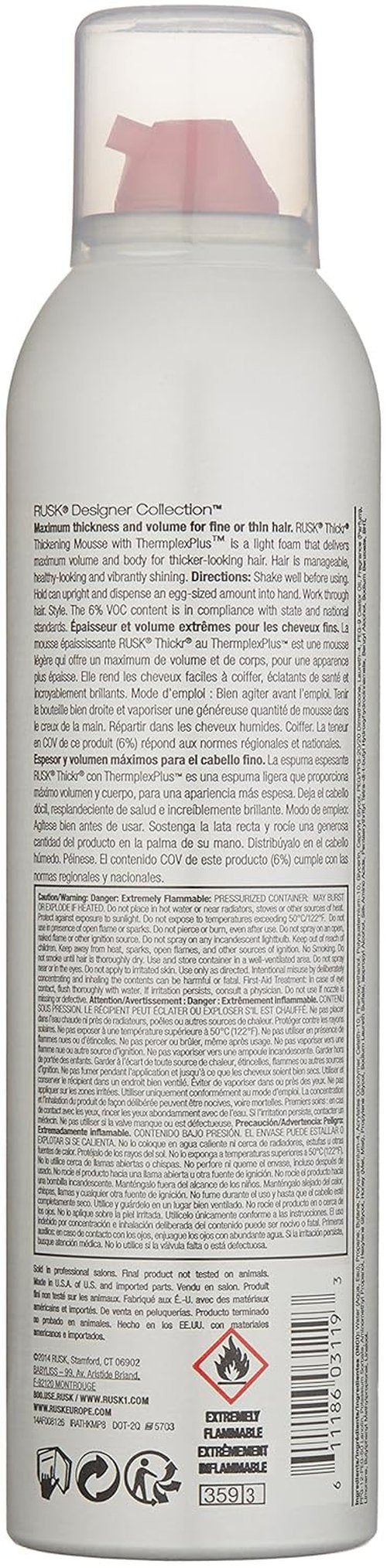 RUSK Thickr Thickening Mousse - Volumizing Foam for Fuller Hair | 8.8 Fl Oz