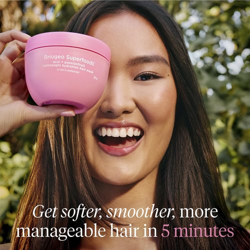 Briogeo Superfoods Acai + Passionfruit Hair Mask - Lightweight Hydration & Deep Conditioning Treatment for Dry Hair | Vegan & Cruelty-Free