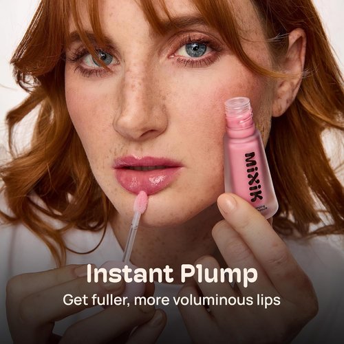 MIXIK Plumping Lip Ampoule - Hydrating Gloss with Shea Butter & Argan Oil for Smooth, Glossy Lips (Pink Plump)