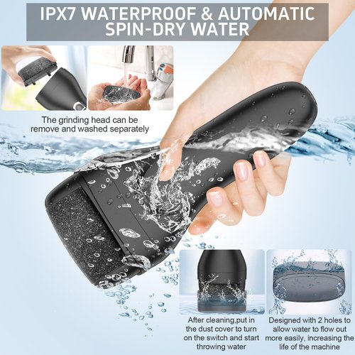 Electric Callus Remover for Feet,Professional Pedicure Kit Rechargeable Foot File Hard Skin Remover for Cracked Heels &Dead Skin,with 9 Roller Heads 2 Speed (Black DR)
