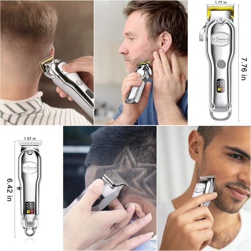 Hatteker Hair Clipper for Men IPX7 Waterproof Cordless Barber Clipper for Hair Cutting Kit with T-Blade Trimmer Beard Trimmer Clipper Professional USB Rechargeable