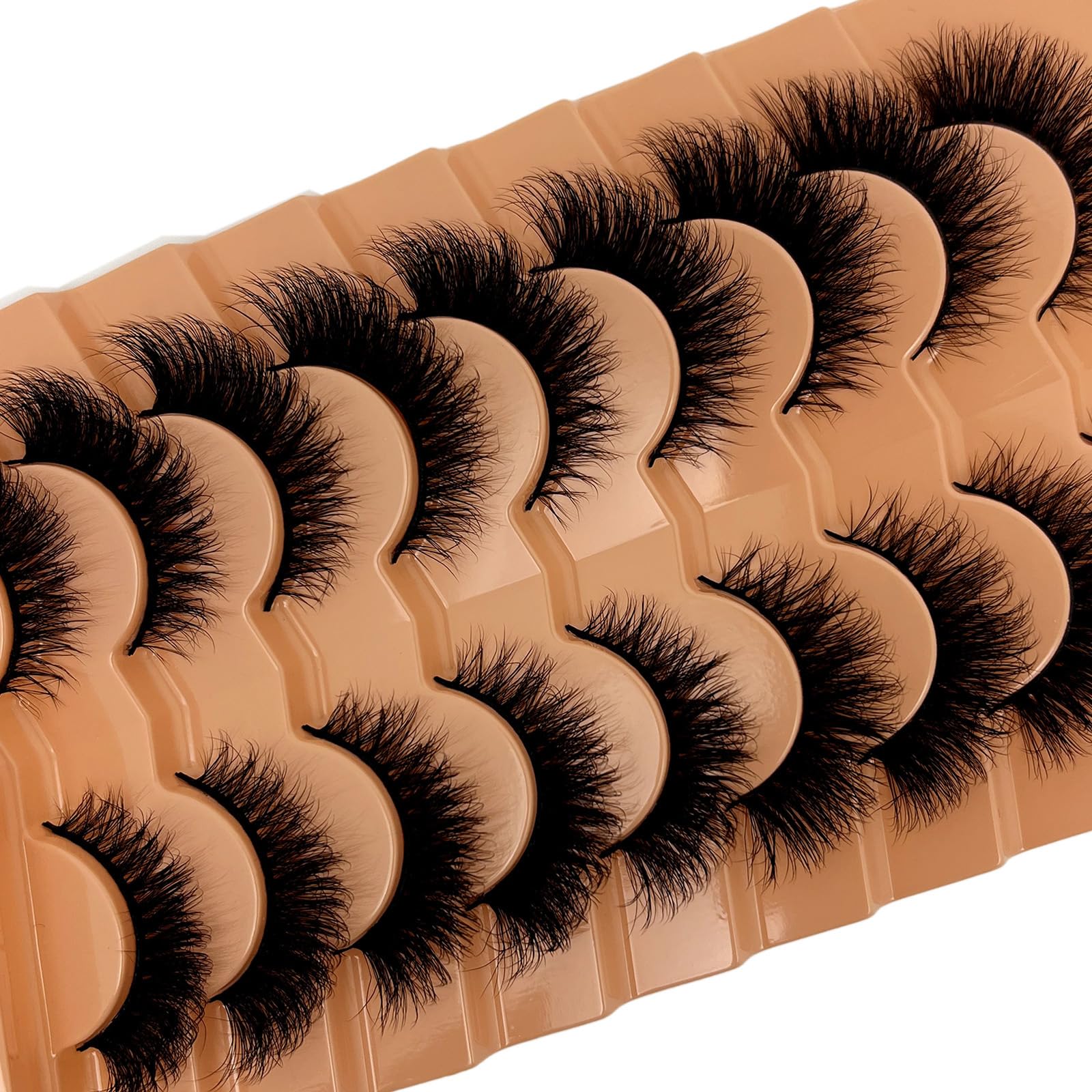 VOCOAK Cat Eye Lashes Mink Wispy Strip Lashes Natural Look Short Fluffy Fox Eye False Eyelashes C Curl Lash Strips Soft Faux Mink Fake Cateye Eyelashes Pack