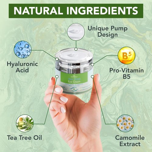 NOVEHA Tea Tree Oil Eye Cream - Anti-Wrinkle Moisturizer for Dry Skin | 1.69 Fl. Oz. Treatment