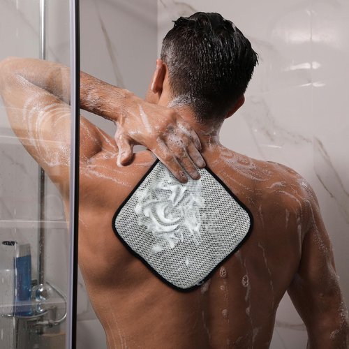 Juexica 8 Pcs Exfoliating Washcloth Men Wash Face Cloth Rustic Dual Sided Bath Washcloth 9.8 x 9.8'' Facial Scrubber Men Exfoliating Shower Towel for Body and Face (Waffle Pattern,Light Color Series)