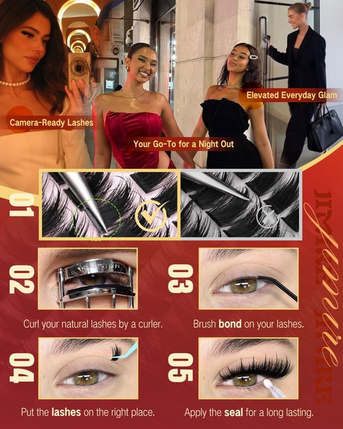 Manga Lash Clusters Kit Fluffy Eyelash Extension Kit Wispy Eyelash Clusters with Spikes D-Curl Lash Extension Kit 12-20MM Cluster Eyelash Extensions Kit with Lash Bond and Seal Fairy Cluster Lashes