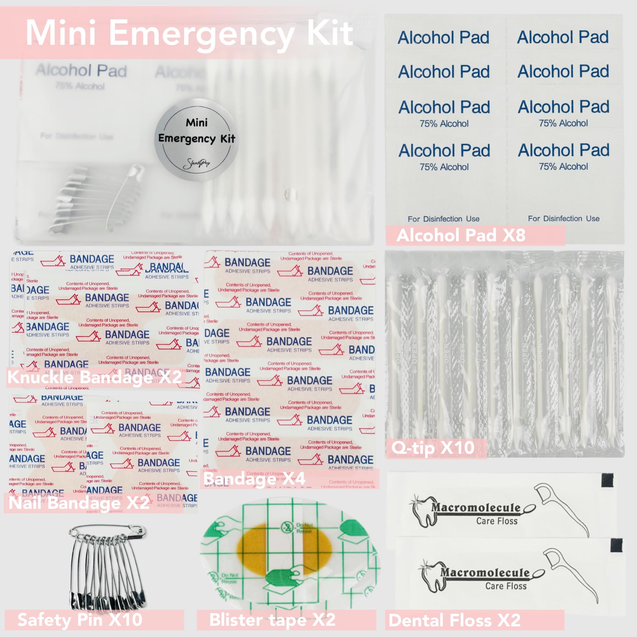Women's Emergency Kit For Styling,Wedding Day Essentials Kit,Purse kit for Travel, Car, 27 Piece Include Nipple Cover, Fahsion Tape, Manicure Kit