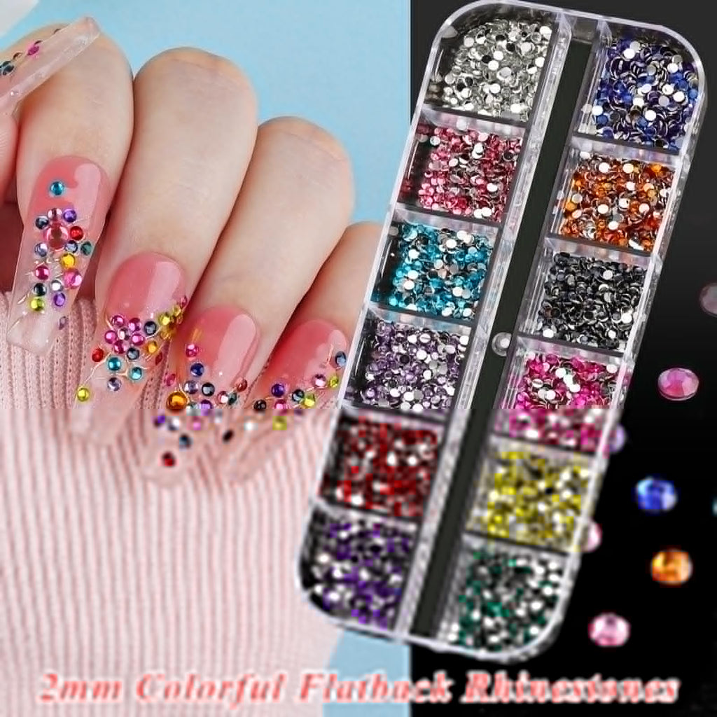 18000pcs Nail Rhinestones and Pearls for Nail Art, 2mm Resin AB Transparent Jelly Rhinestones Crystal Nail Gems Multicolor Flatback Pearls with Tweezers & Pickup Tools for Women Nails Design Craft DIY