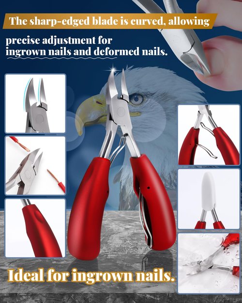 Tisojpod 5Pcs Toenail Clippers Set for Ingrown Toenail & Thick Toenails,Nail Clippers Set for Seniors Men Women,Ingrown Toenail Clippers,Professional Heavy Duty Toenail Clippers for Thick Toenails