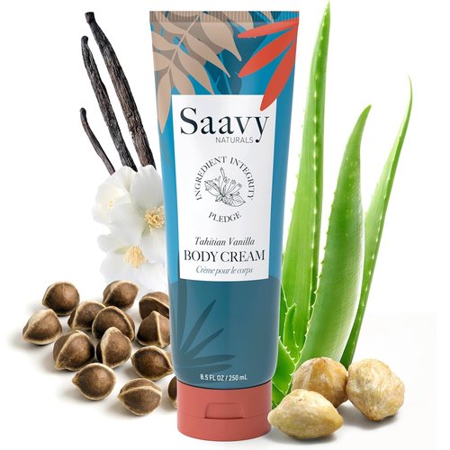 Saavy Naturals Deeply Hydrating Body Cream - Nourishing Shea Butter & Plant-Based Formula | Tahitian Vanilla, 8.5 fl oz (2 Pack)