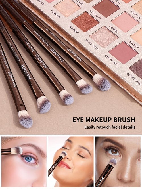 MAANGE 13 PCS Makeup Brushes Professional Make Up Brushes Premium Synthetic Powder Concealers Brushes Travel Makeup Brush Set with Case (Coffee)