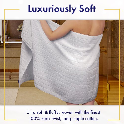 Alusa Home Ultra Soft & Stylish 700 GSM Luxury Washcloth Set (6 Piece - 13 x 13 in.) - 100% Zero-Twist, Long-Staple Cotton - Remarkably Absorbent Washcloths (White)