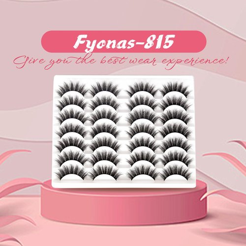 Fyonas Fluffy Lashes Wispy False Eyelashes Natural Look Volume & 3D Faux Mink Strip Lashes 15-18mm (815)