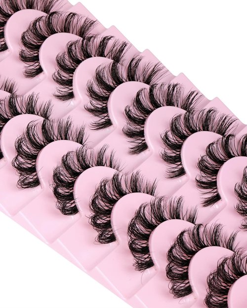 False Eyelashes that Look Like Extensions 16mm Lashes Strips with Clear Band Faux Mink Eyelashes Natural Look Fake Lashes Russian Strip Lashes for Clean Girl Makeup Strip 7 Pairs by Focipeysa