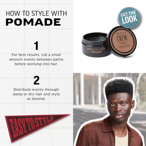American Crew Pomade - Strong Hold & High Shine Hair Styling Product for Men | 3 oz