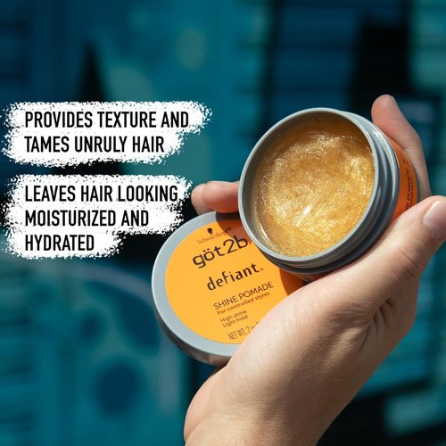 Got2b Defiant Shine Pomade - High Shine Hair Styling for Men & Women | 2 Fl Oz, Tames Unruly Hair