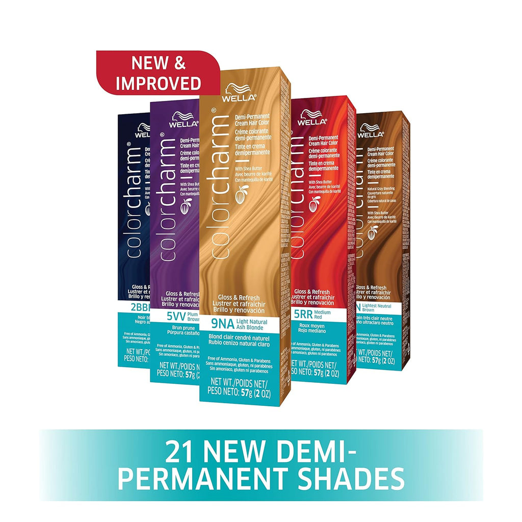 WELLA ColorCharm Demi Permanent Hair Color - Glossy Gray Coverage in 9NA Light Natural Ash Blonde + 10 Vol Developer