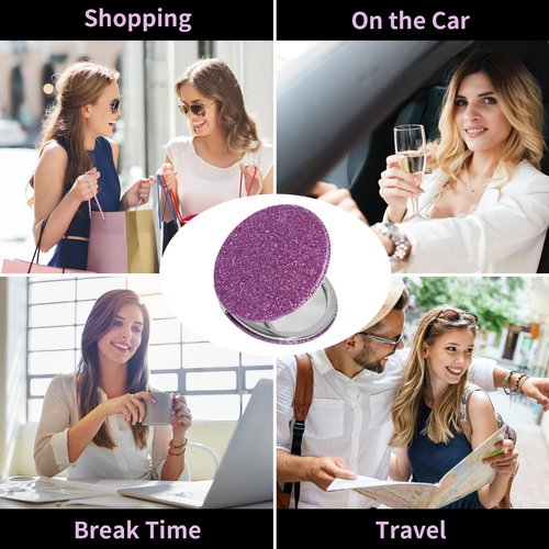 SANYCASA Compact Mirror for Travel, Double-Sided 1X/2X Magnifying Pocket Makeup Mirrors