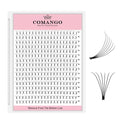 CoMango Premade Fans Eyelash Extensions 320 Fans 6D/10D 0.07 Thickness C/D Curl Short Stem Flat Base Premade Fans Russian Volume Lash Extensions (320Fans-6D-0.07-C-10mm)