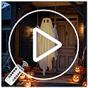 Outdoor 5FT Hanging Ghost Decor with Remote Lights, Waterproof & Stable