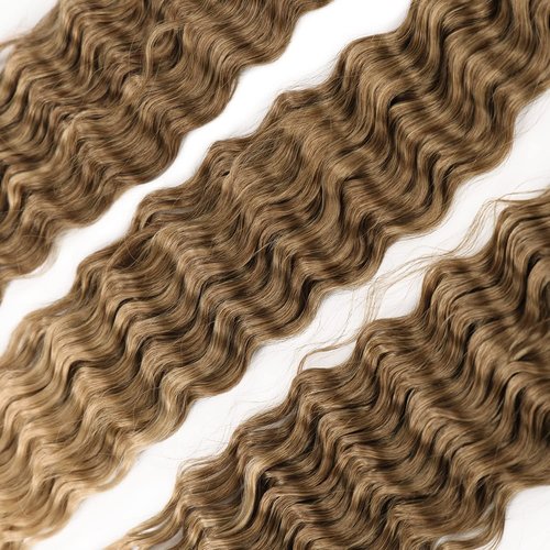 Ocean Wave Crochet Hair Extensions Deep Wave Crochet Hair for Women 22inch 6Packs Synthetic Crochet Hair Curly # T8/24 Brown mix Blonde
