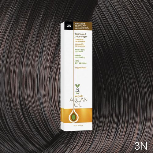 One N' Only Permanent Hair Color - Argan Oil Infused Hair Dye for Rich Gray Coverage - 3N Dark Natural Brown (3 oz)
