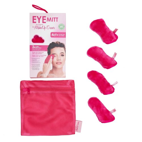 The Original MakeUp Eraser Eye MITT - Effortlessly Erase All Eye Makeup with Water | Pack of 4 Mitts + Laundry Bag