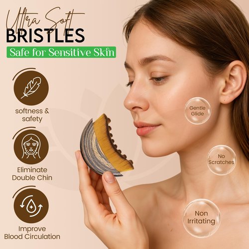 Pack of 2 Lymphatic Contour Face Brush, Lymphatic Drainage Massager, Double Chin Reducer Lymphatic Drainage Brush Anti-Puffiness Ergonomic Facial Cleansing Brush for Sculpting