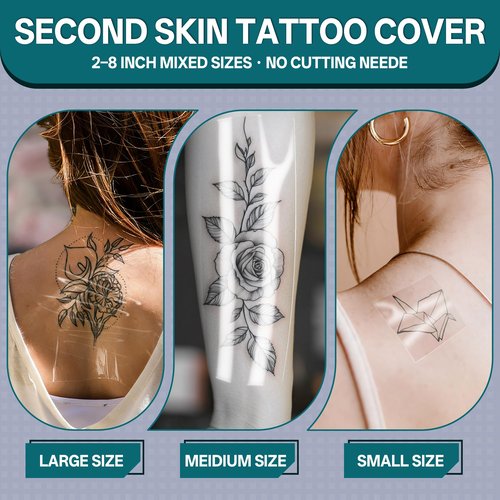 Tattoo Wrap 10 Pack 2/4/6/8 Inch Mixed Size Waterproof Transparent Tattoo Bandage Aftercare Film Breathable Self-Adhesive Cover Up Sheets for Healing, Tattoo Skin Tape Dressing Supplies 2 Yards Each