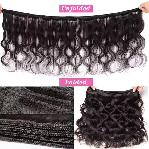 Human Hair Bundles 12 12 12 Inch Body Wave Bundles Human Hair 100% Unprocessed Brazilian Virgin Body Wave 3 Bundles Human Hair Extensions for Black Women Natural Black
