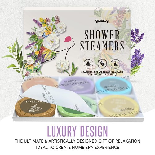 GOSSBY Mothers Day Gift - Shower Steamers Aromatherapy - Christmas, Birthday Gift for Women, Mom, Wife, Friend, Sister - Self Care Stress Relief Relaxation Home Spa - Natural Essential Oils (6 Pcs)
