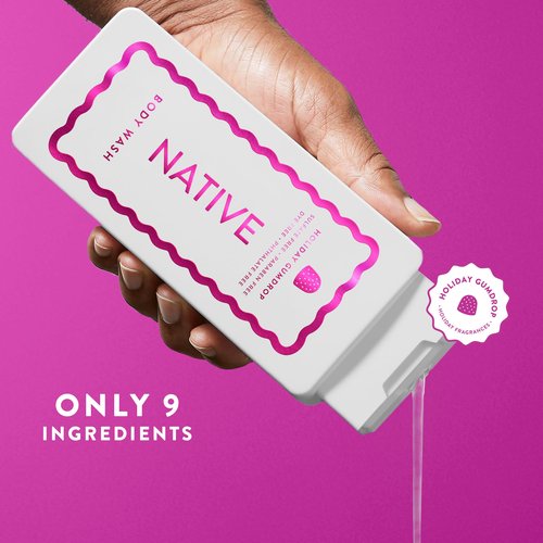 Native Body Wash, Holiday Edition, Holiday Gumdrop Scent, Contains Naturally Derived Ingredients | For Women & Men, Sulfate, Paraben, & Dye Free Leaving Skin Soft and Hydrated | 18 oz